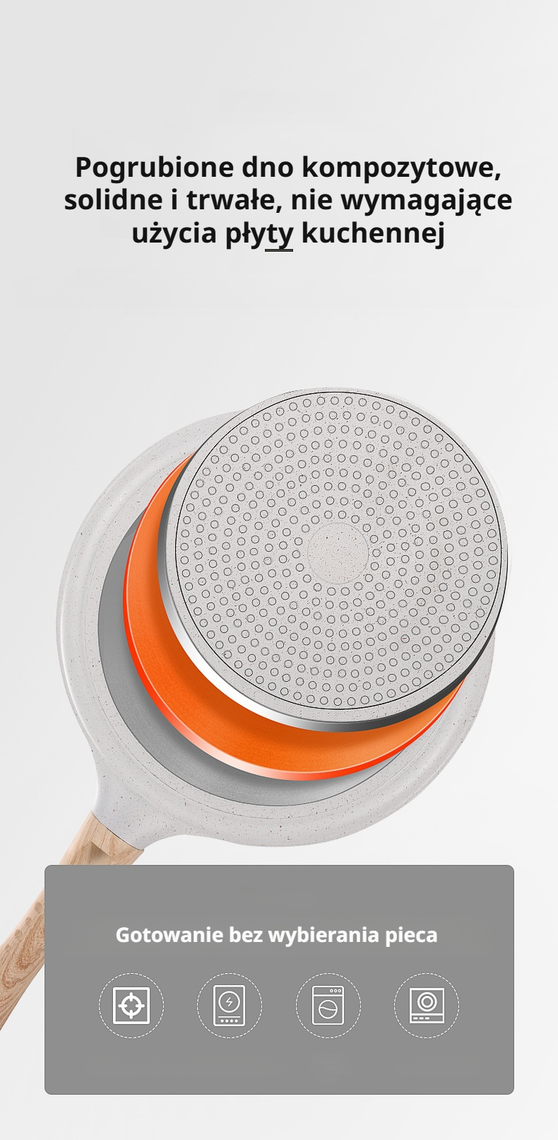 Płaskodenna patelnia do naleśników z kamienia pszenicznego, zdrowa i trwała