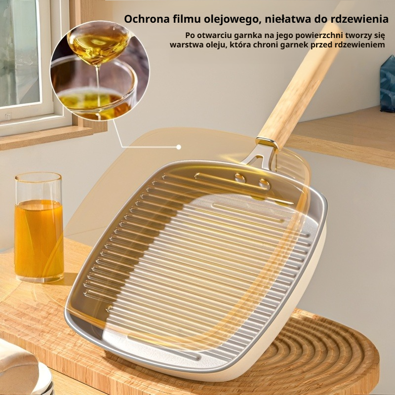 Patelnia z powłoką ceramiczną i paskami do indukcji, nieprzywierająca, do domu