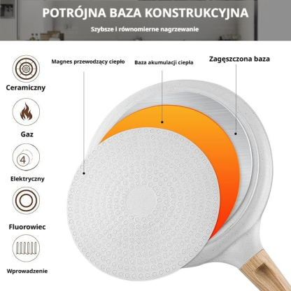 Płaskodenna patelnia do naleśników z kamienia pszenicznego, zdrowa i trwała
