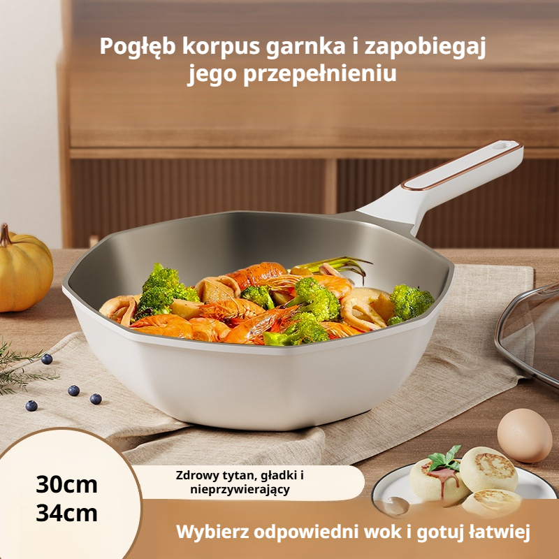 Patelnia do domu, odporna na zużycie, równomierne przewodzenie ciepła, zapobiegająca rozlewaniu