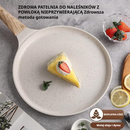 Płaskodenna patelnia do naleśników z kamienia pszenicznego, zdrowa i trwała
