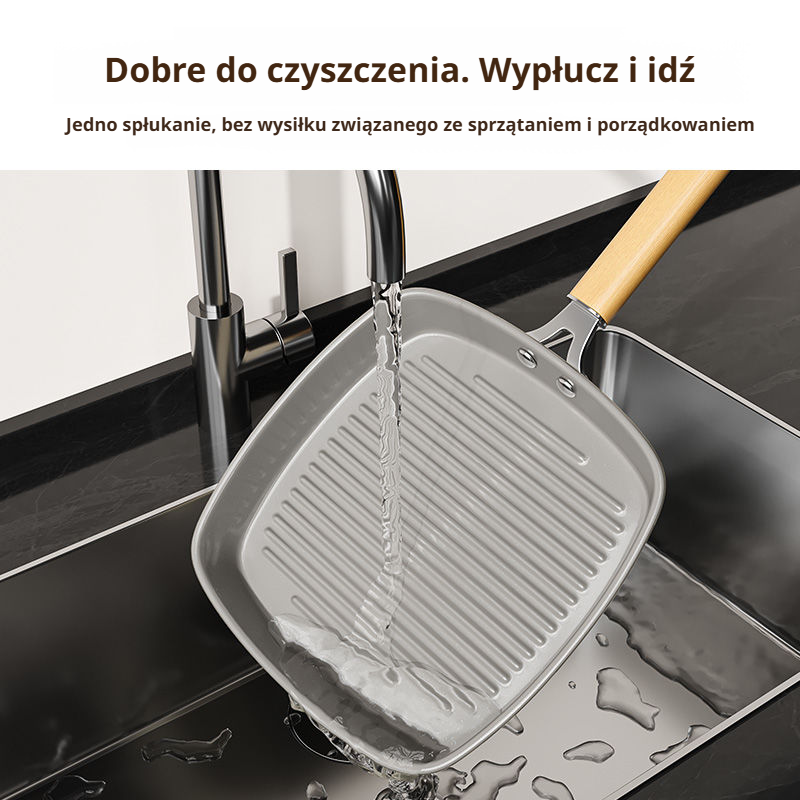 Patelnia z powłoką ceramiczną i paskami do indukcji, nieprzywierająca, do domu