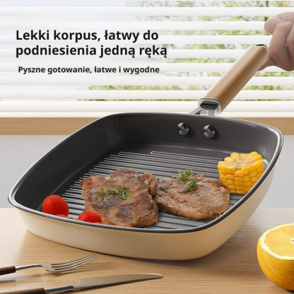 Patelnia z powłoką ceramiczną i paskami do indukcji, nieprzywierająca, do domu