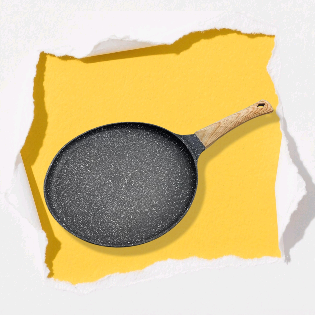 Płaskodenna patelnia do naleśników z kamienia pszenicznego, zdrowa i trwała