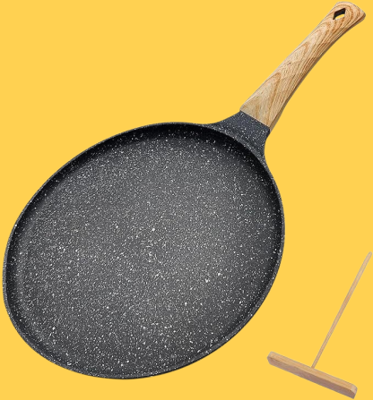 Płaskodenna patelnia do naleśników z kamienia pszenicznego, zdrowa i trwała