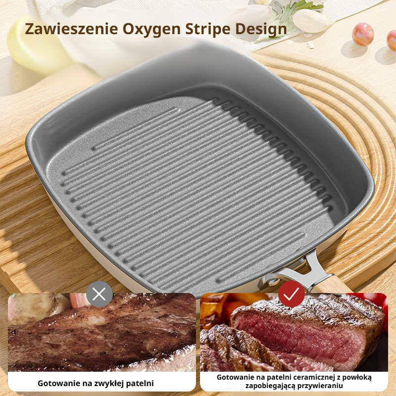 Patelnia z powłoką ceramiczną i paskami do indukcji, nieprzywierająca, do domu