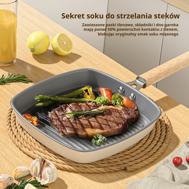 Patelnia z powłoką ceramiczną i paskami do indukcji, nieprzywierająca, do domu