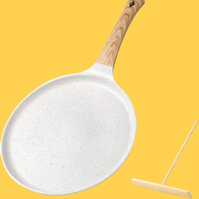 Płaskodenna patelnia do naleśników z kamienia pszenicznego, zdrowa i trwała