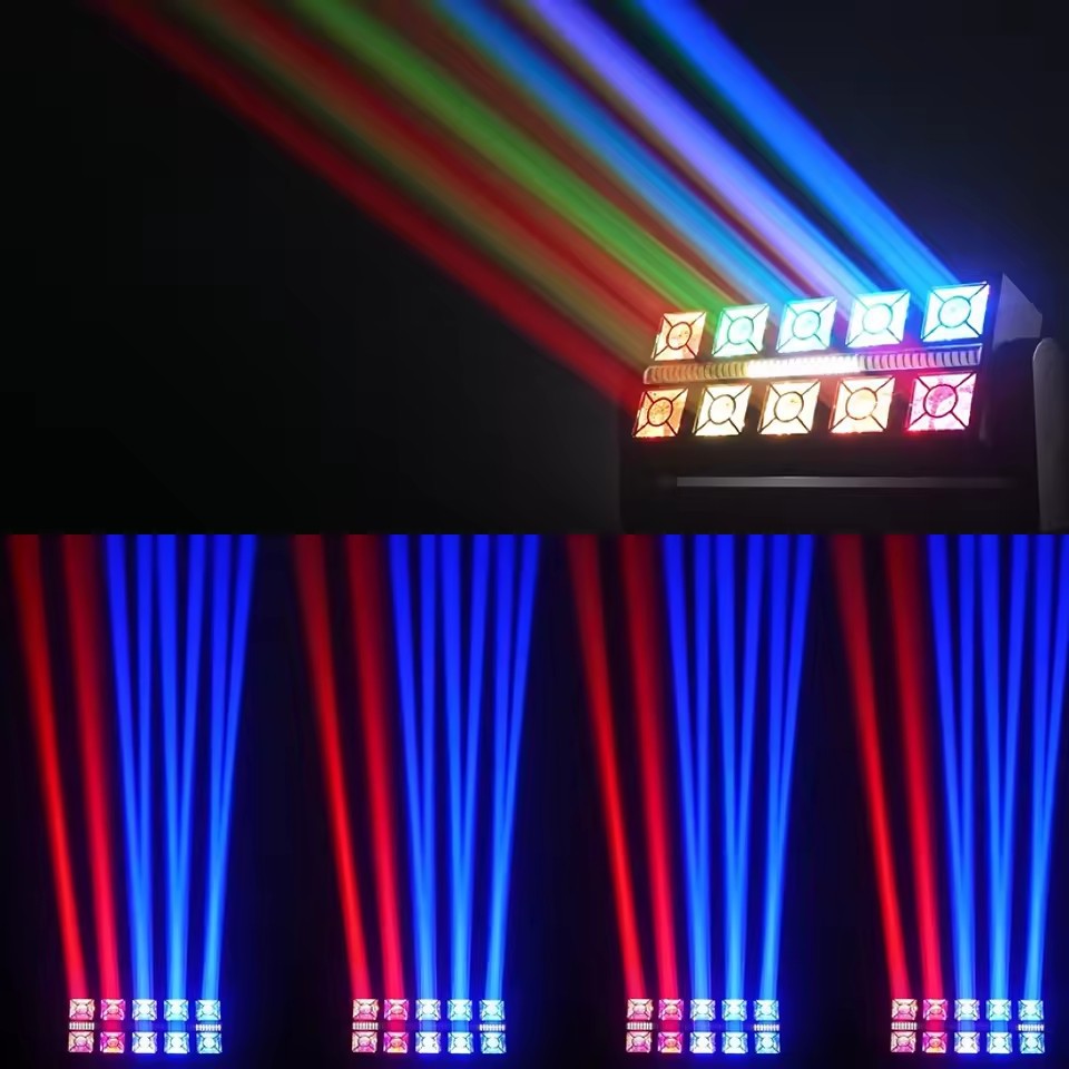 New 10*25W RGBW 4in1 LED Beam Strobe Moving Bar Stage Strobe Light for Stage Event Club Project