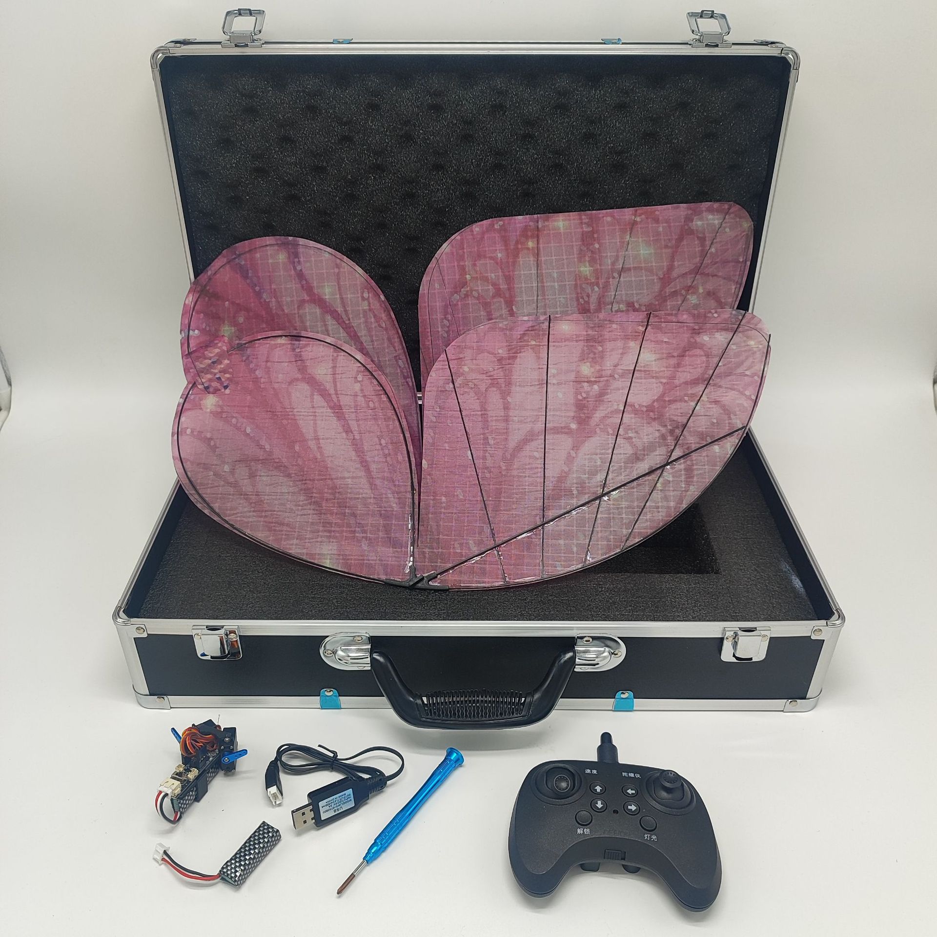New Custom Bionic Remote Control Butterfly Gravity Sensing Remote Control Flight Butterfly Drone for Event Party with a flycase