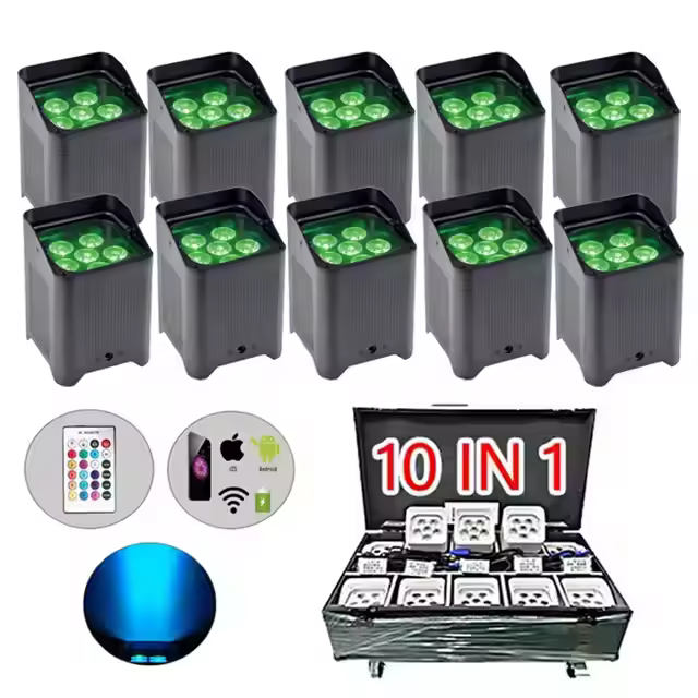 Battery-Powered 6in1 LED Par Light 6X18W RGBWA UV Wireless DMX Control DJ Stage Lighting