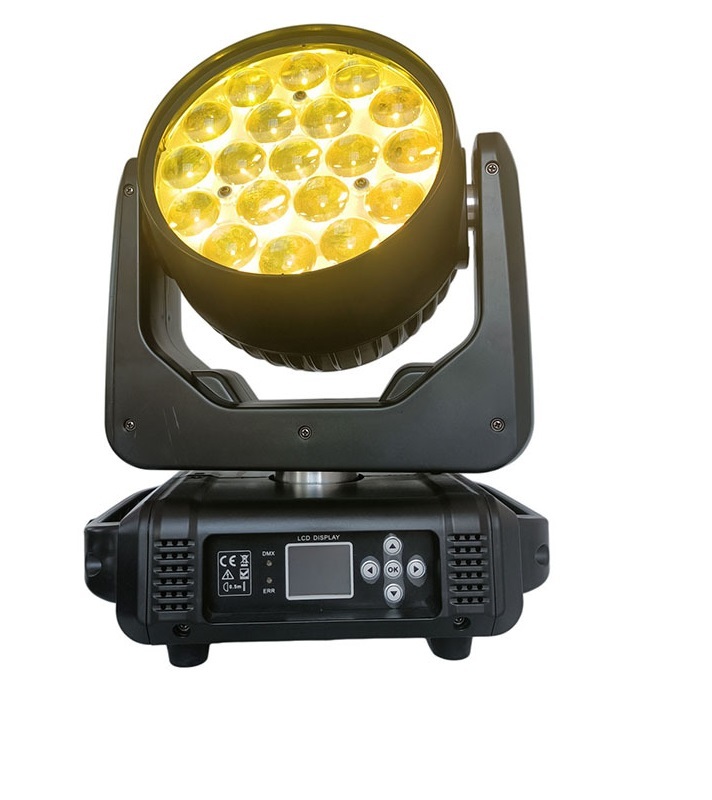 LED Stage Light 19*15W DMX RGBW 4in1 Zoom Strobe LED Wash Moving Head Light for Dj Bar Disco Club