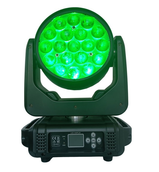 LED Stage Light 19*15W DMX RGBW 4in1 Zoom Strobe LED Wash Moving Head Light for Dj Bar Disco Club