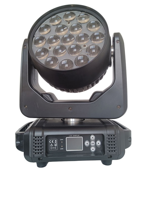 LED Stage Light 19*15W DMX RGBW 4in1 Zoom Strobe LED Wash Moving Head Light for Dj Bar Disco Club