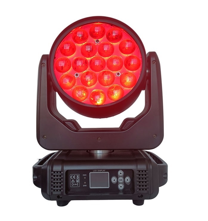 LED Stage Light 19*15W DMX RGBW 4in1 Zoom Strobe LED Wash Moving Head Light for Dj Bar Disco Club