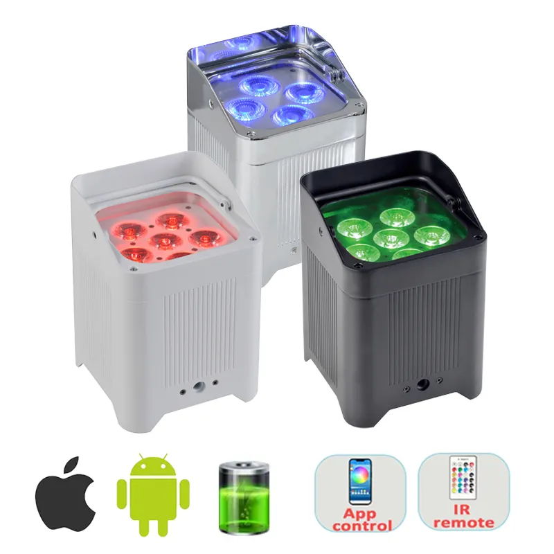 Battery-Powered 6in1 LED Par Light 6X18W RGBWA UV Wireless DMX Control DJ Stage Lighting