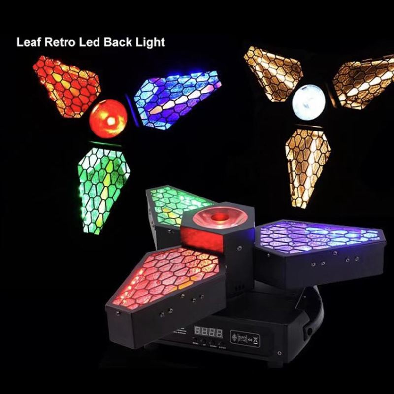 New LED DMX512 Colorful Leaf Vintage Lights Dimmable Infinite Rotating Wash Retro Light with Auxiliary Lighting 