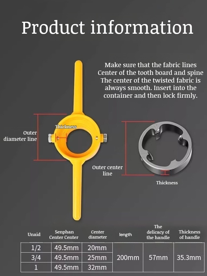 Piece set of plastic pipe sockets Set of tools threaded manual plate teeth cone water pipe sockets