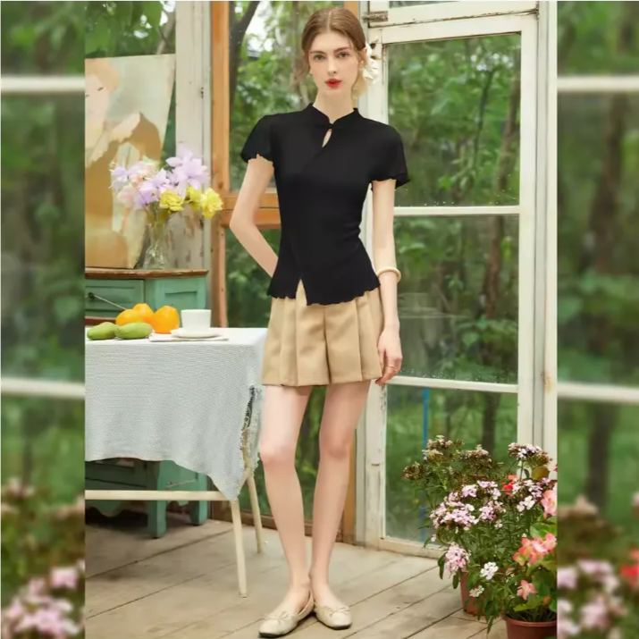 Chinese style short sleeved shirt