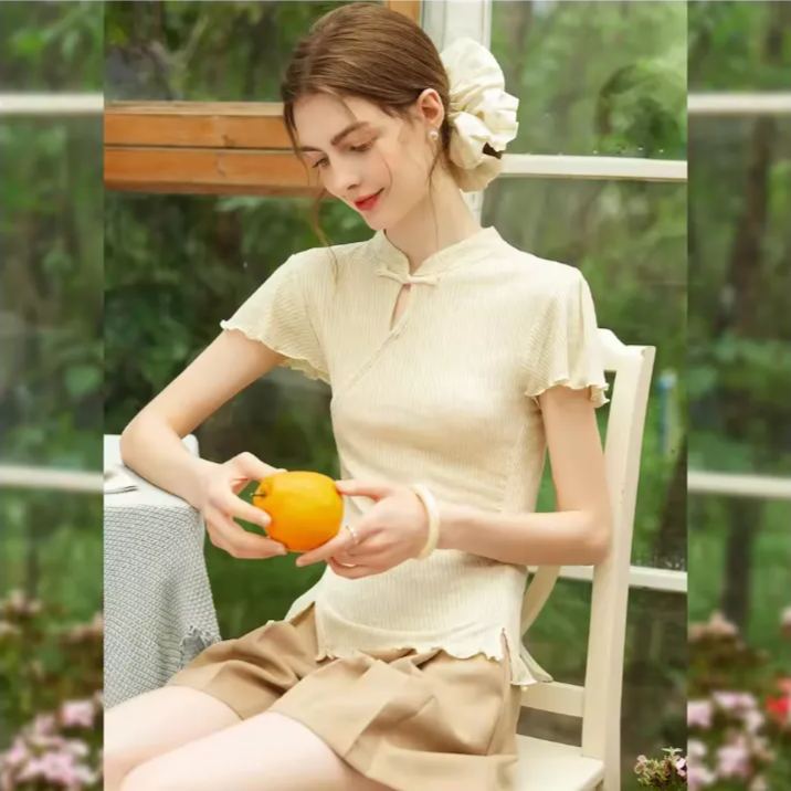 Chinese style short sleeved shirt