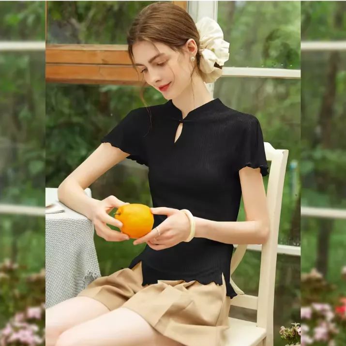 Chinese style short sleeved shirt