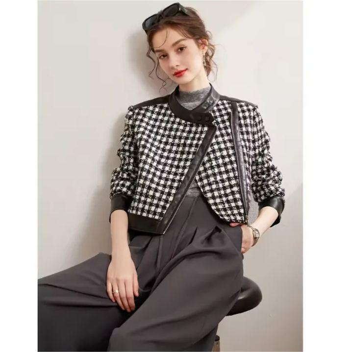 Checkered patch jacket