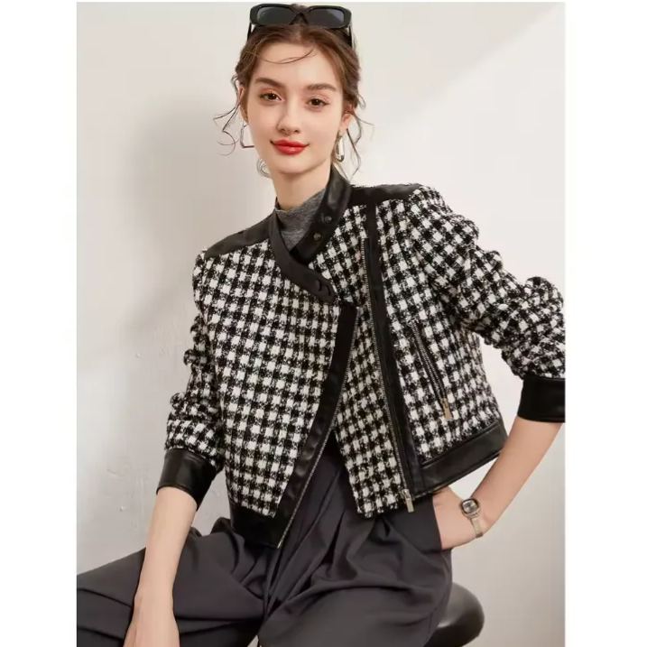 Checkered patch jacket