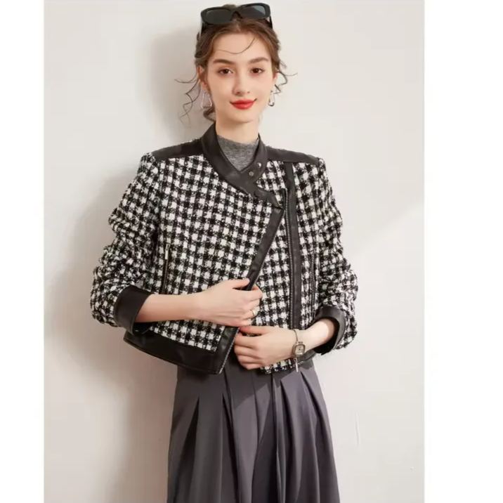 Checkered patch jacket