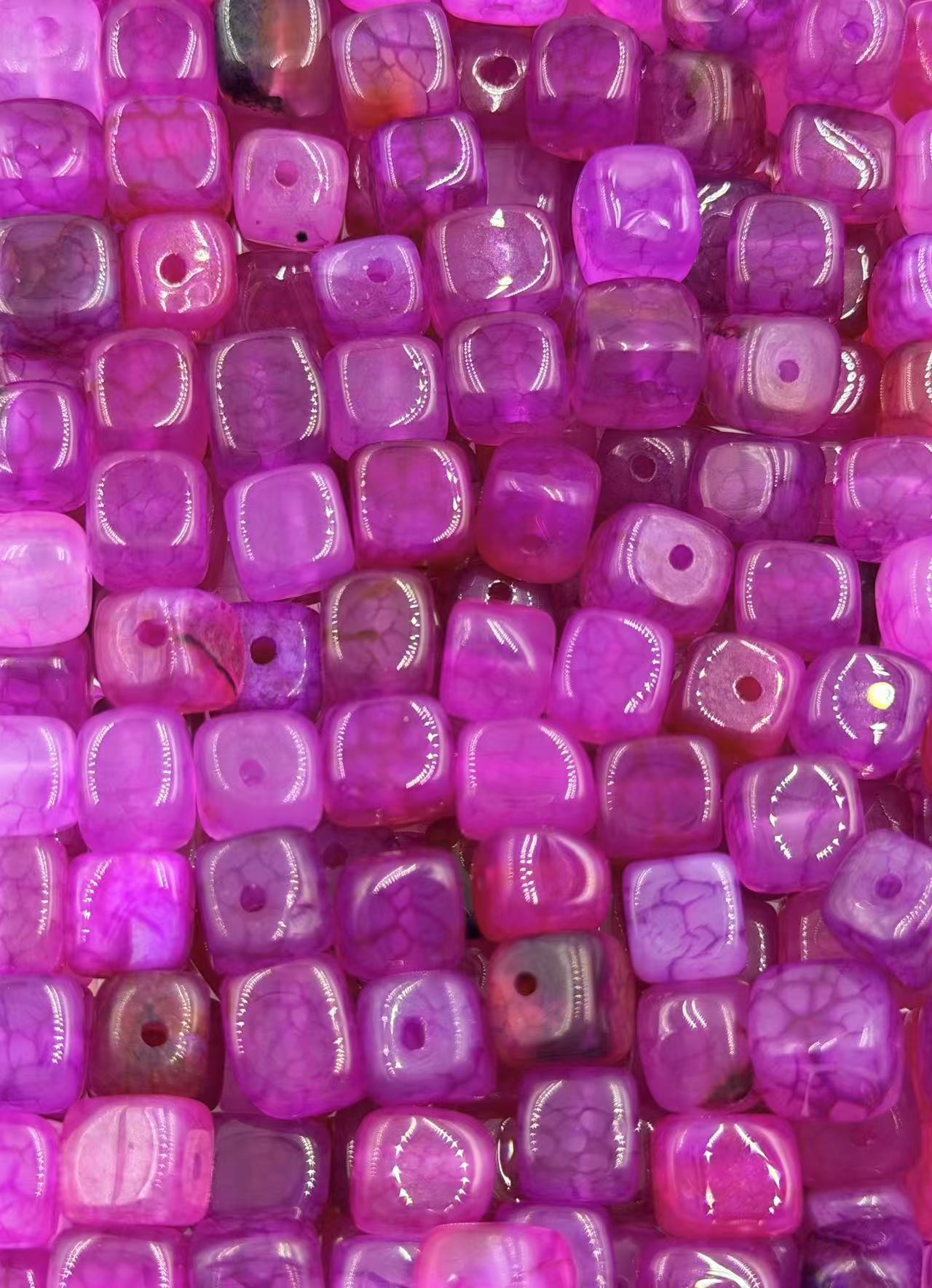 49.Australian Pink Coral Snake Dragon Vein Agate Cube Shape