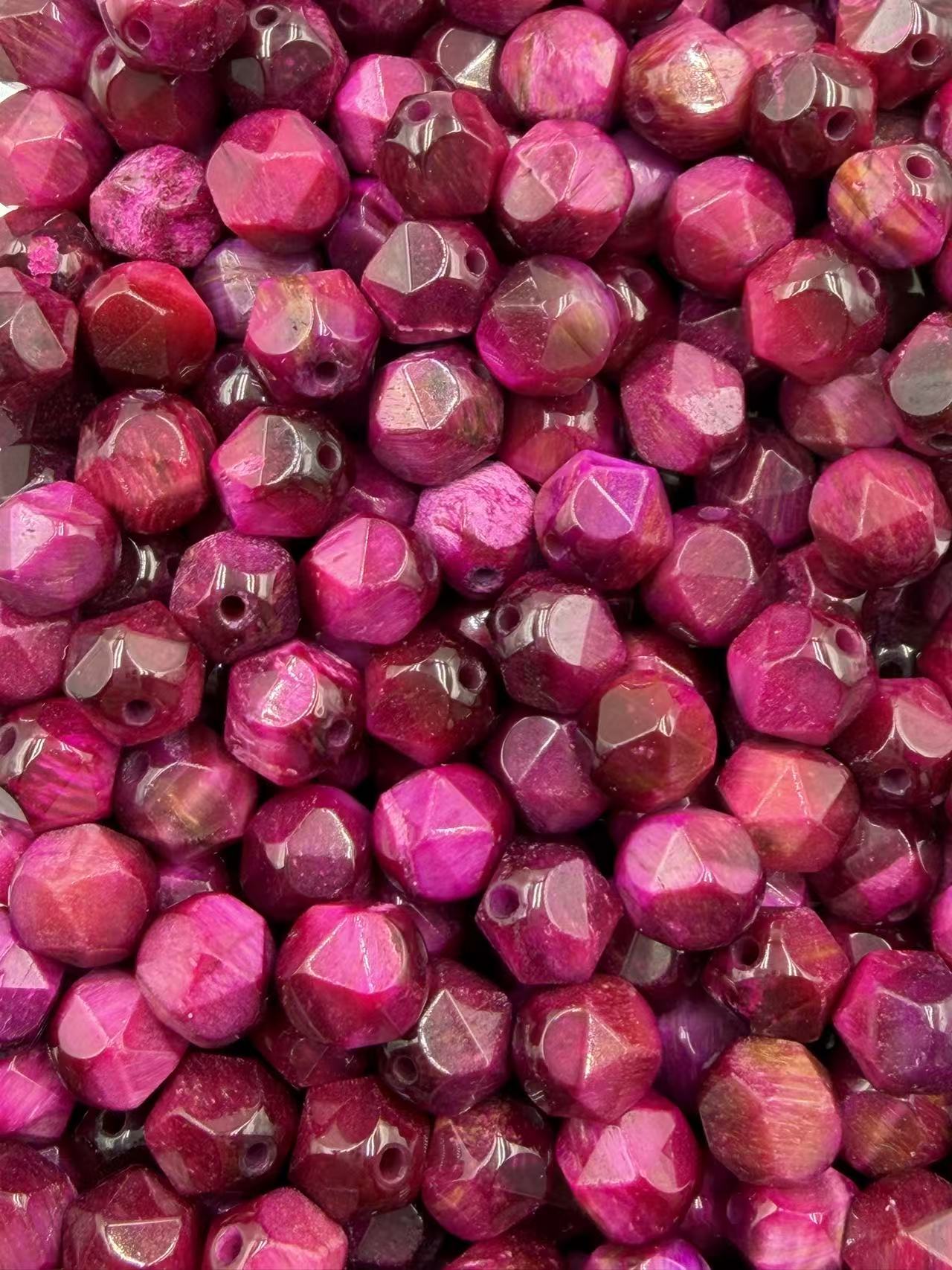 52.Pink Tiger Eyes Faceted Shape