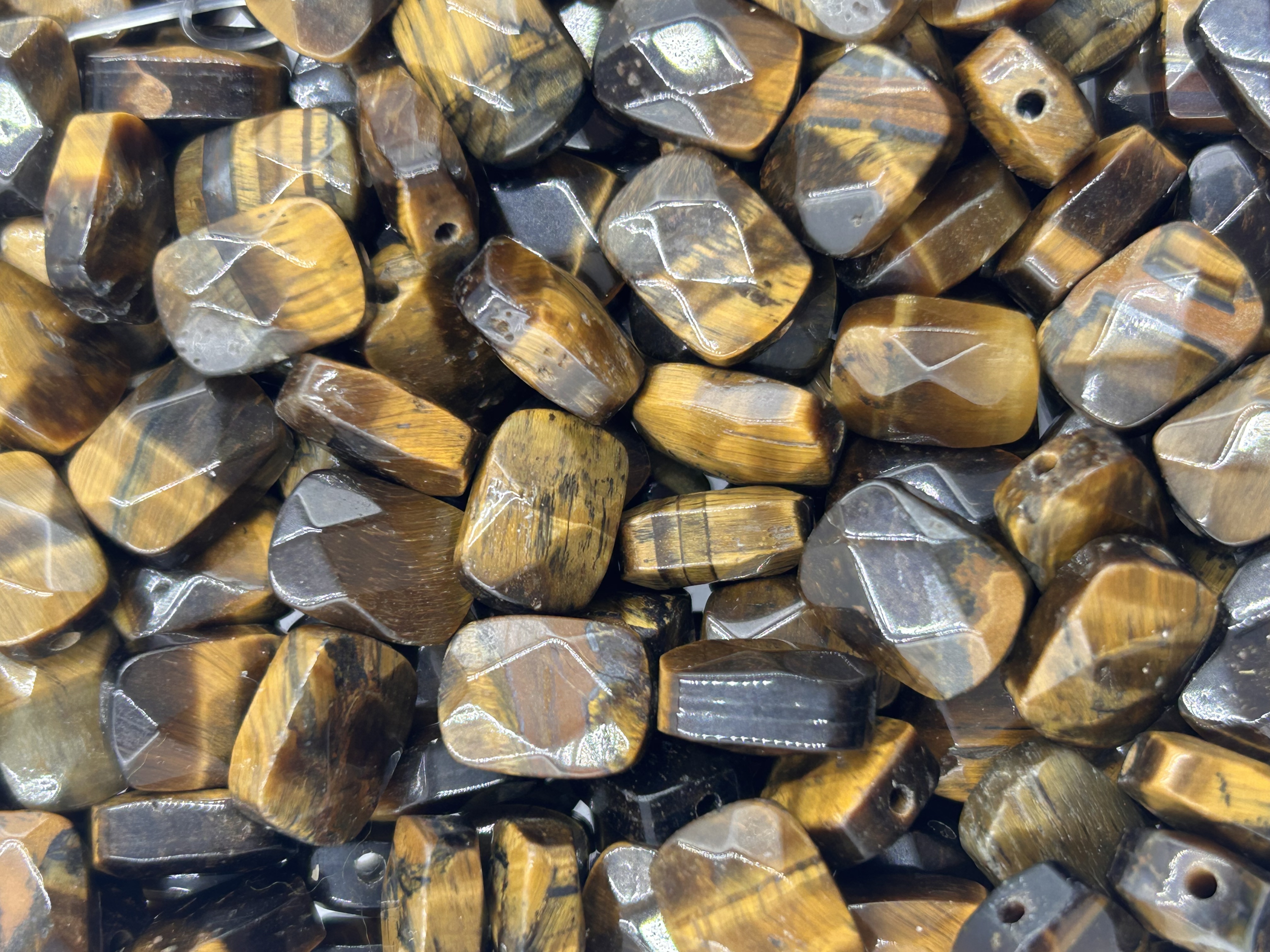 90.Golden Tiger Eyes Rectangle Faceted Shape