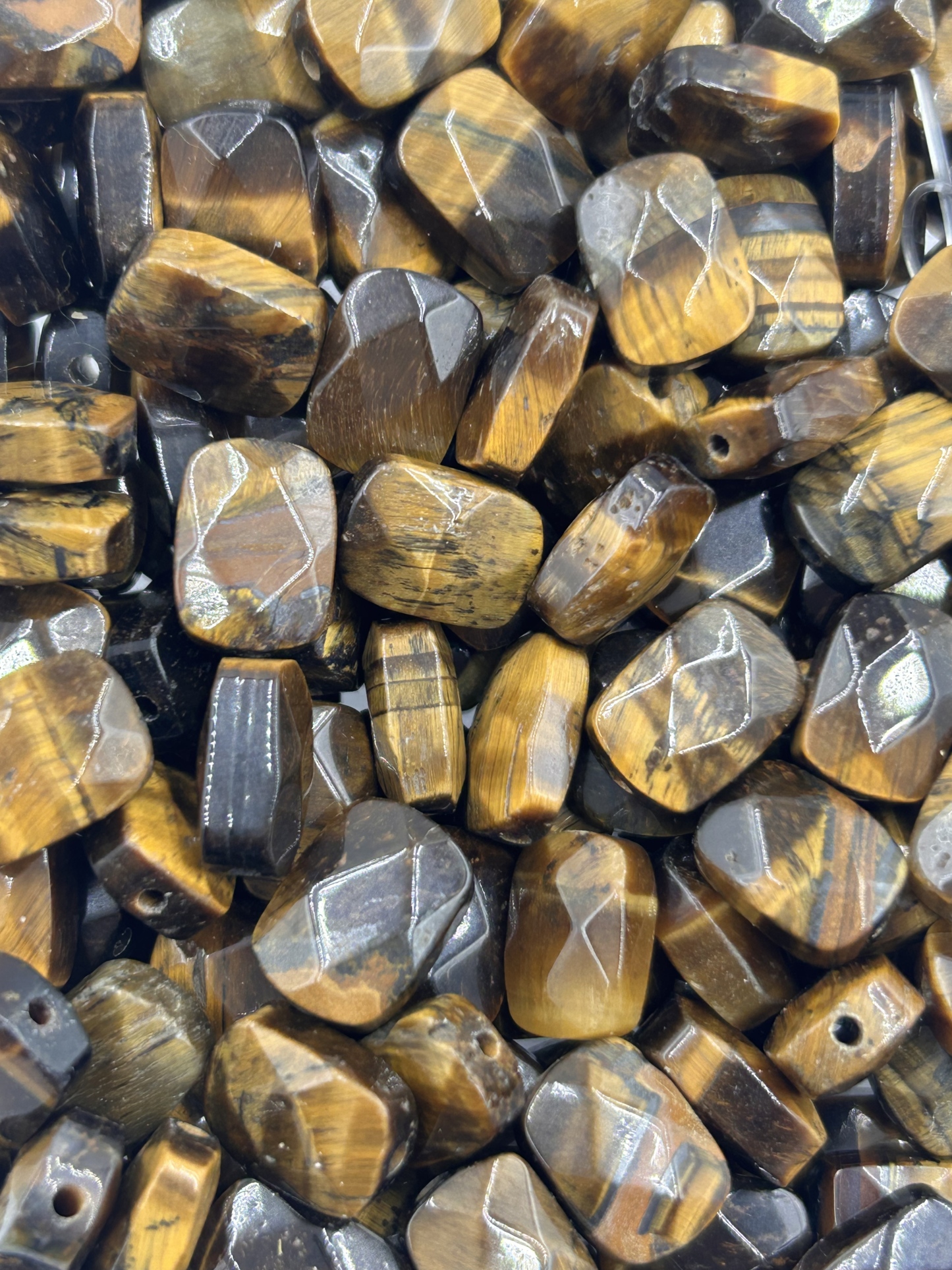 90.Golden Tiger Eyes Rectangle Faceted Shape