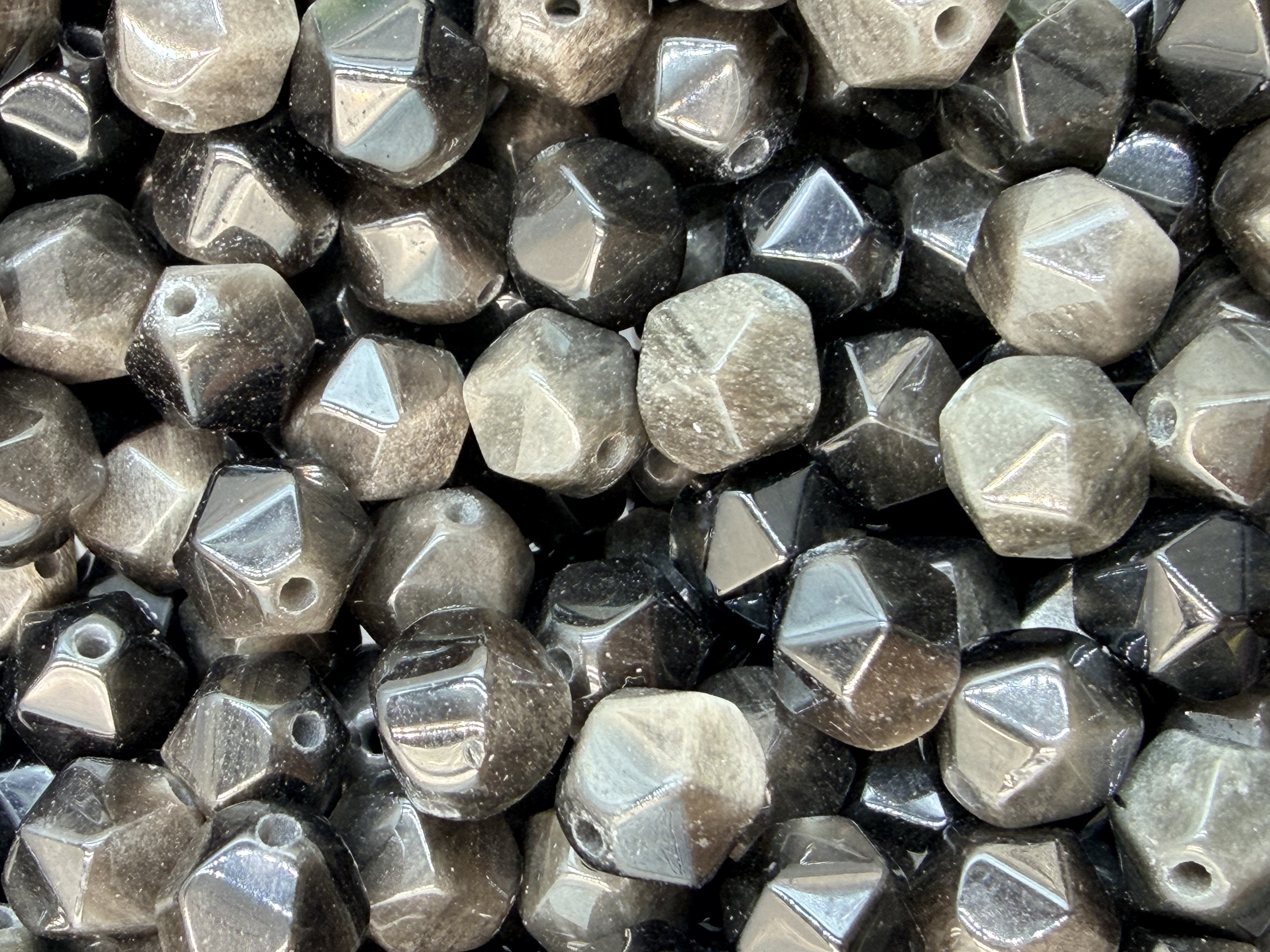 100.Silver Obsidian Faceted Shape