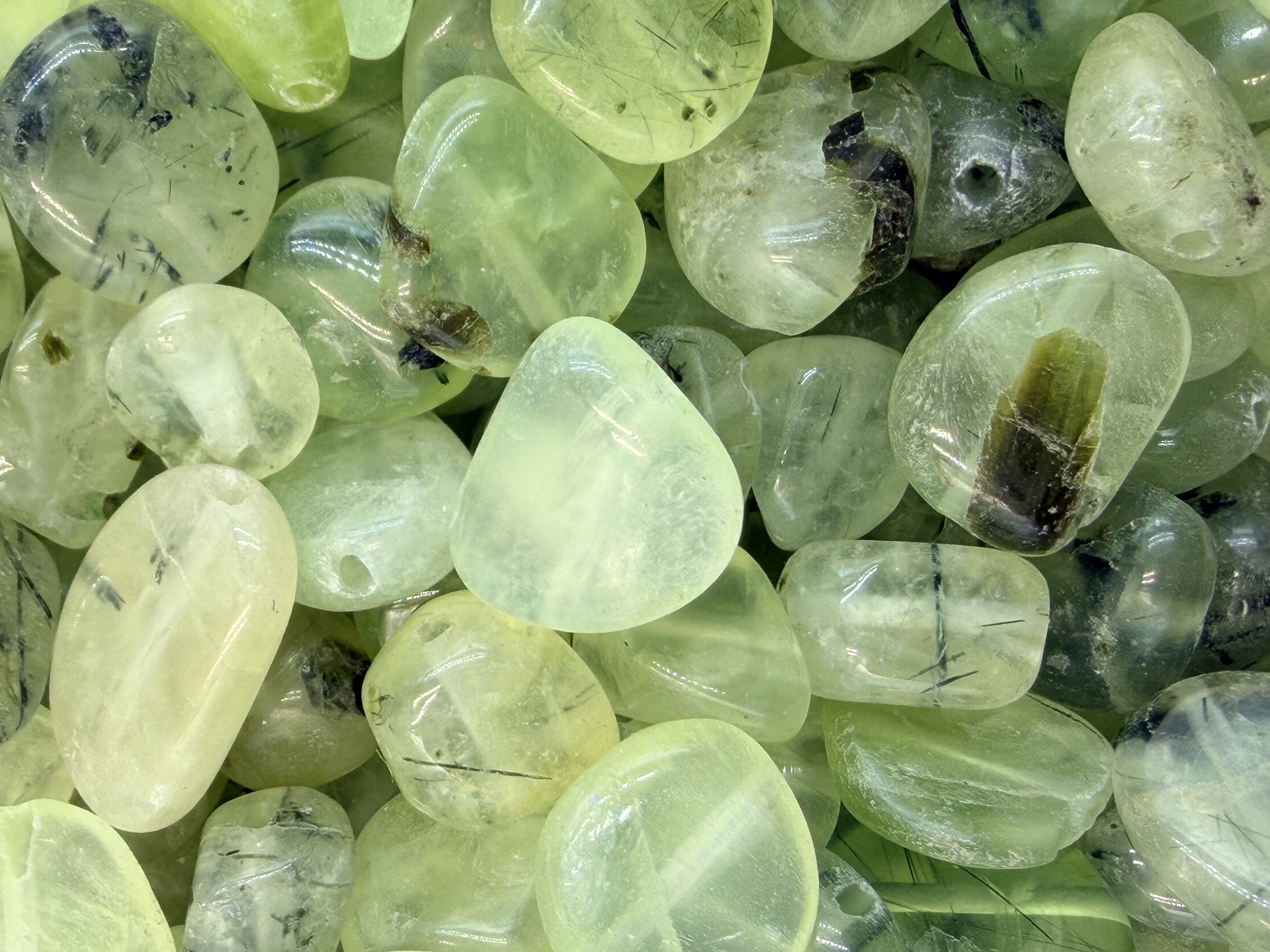 104.Misty Green Prehnite Nugget Shape