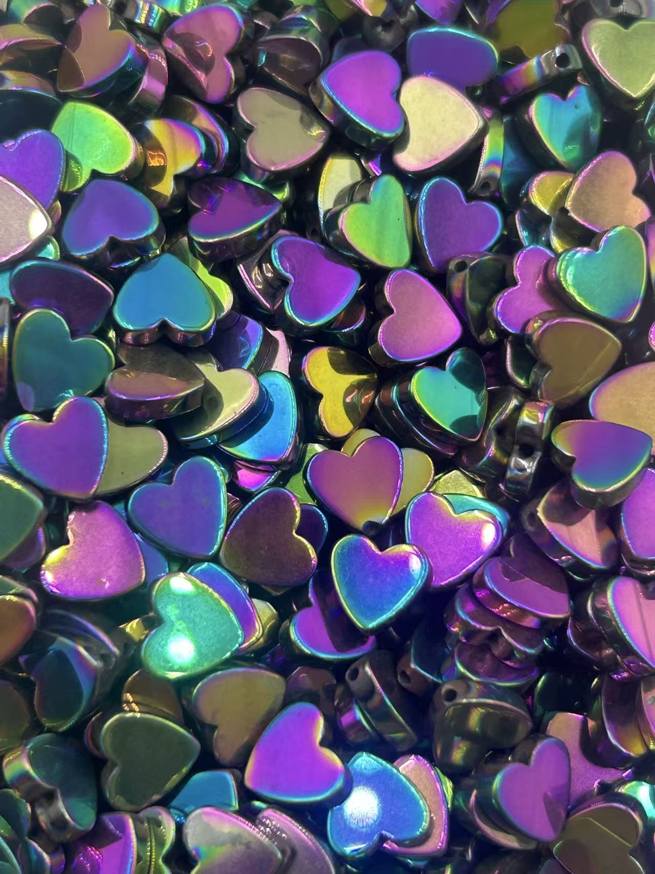 107.Rainbow Hematite Heart Shape