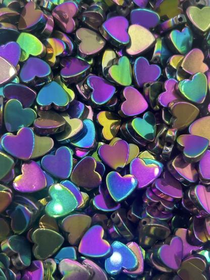 107.Rainbow Hematite Heart Shape