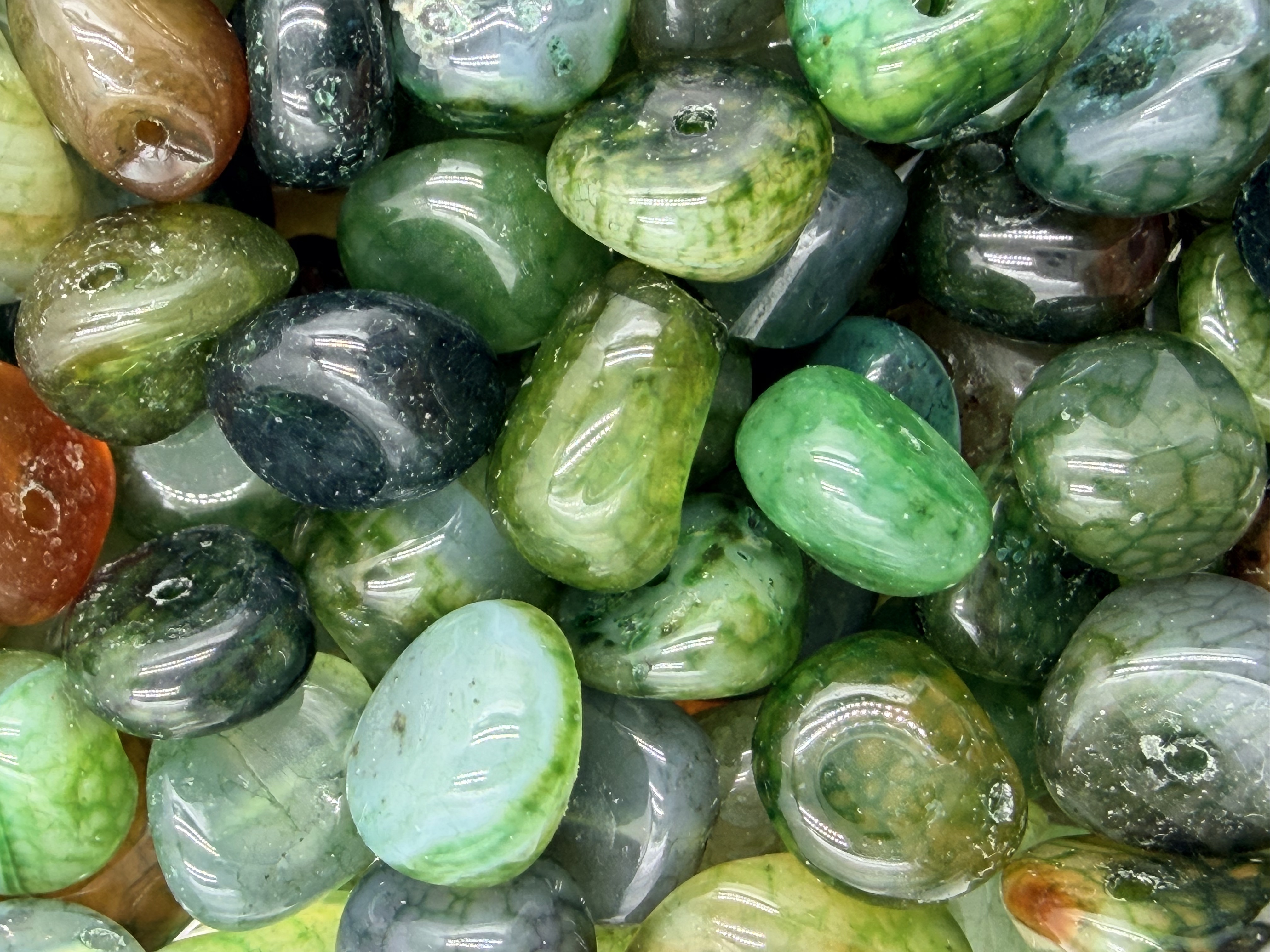 123.Verdant Mist Lace Agate Nugget Shape