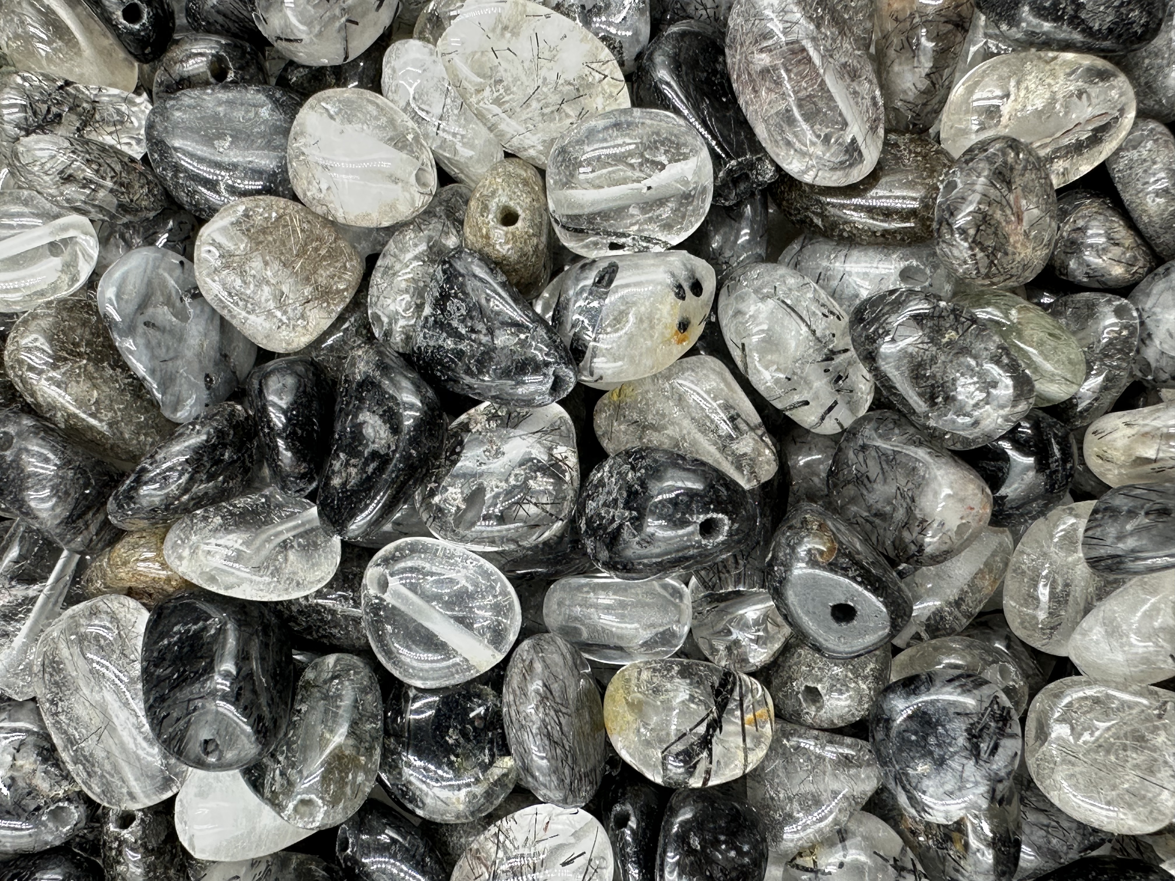 225.Black Rutilated Quartz Nugget Shape