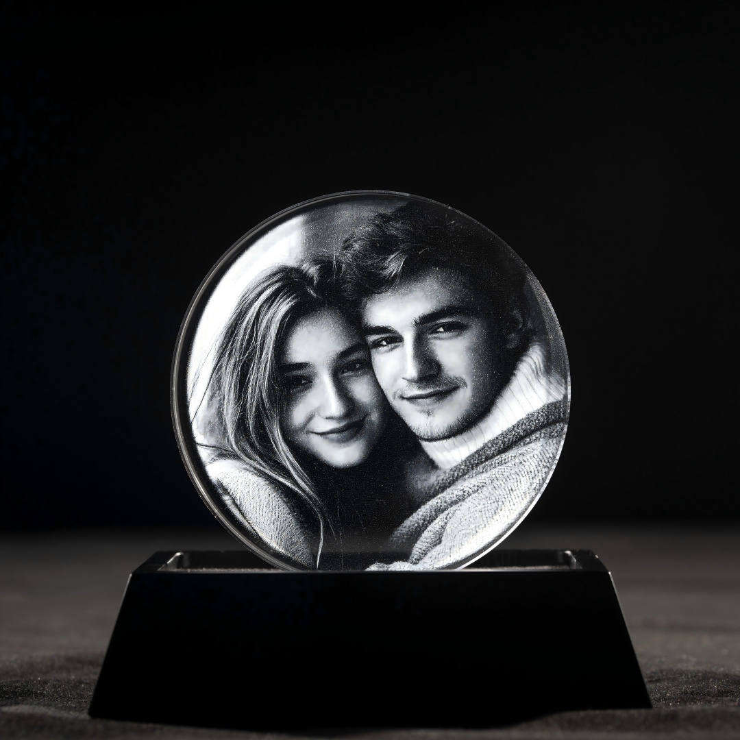 3D Crystal Round Male and Pet