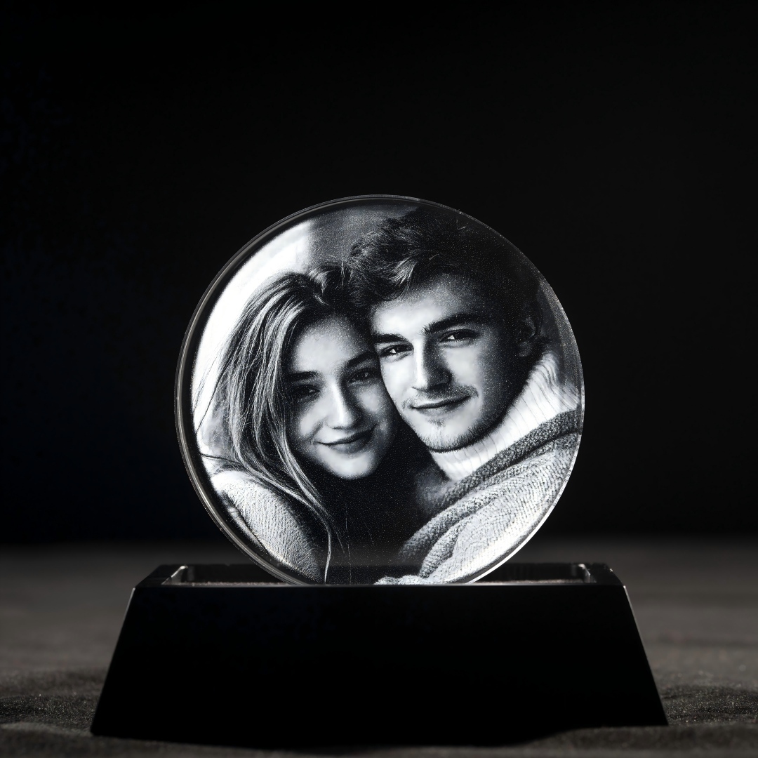 3D Crystal Round Male and Pet