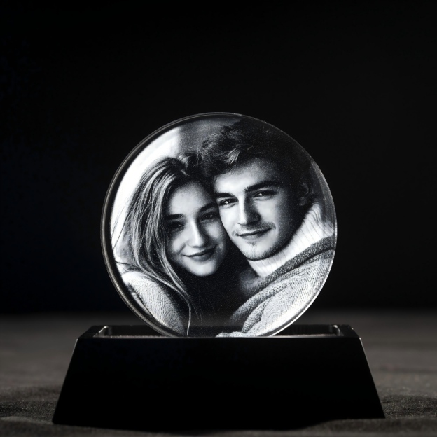 3D Crystal Round Male and Pet