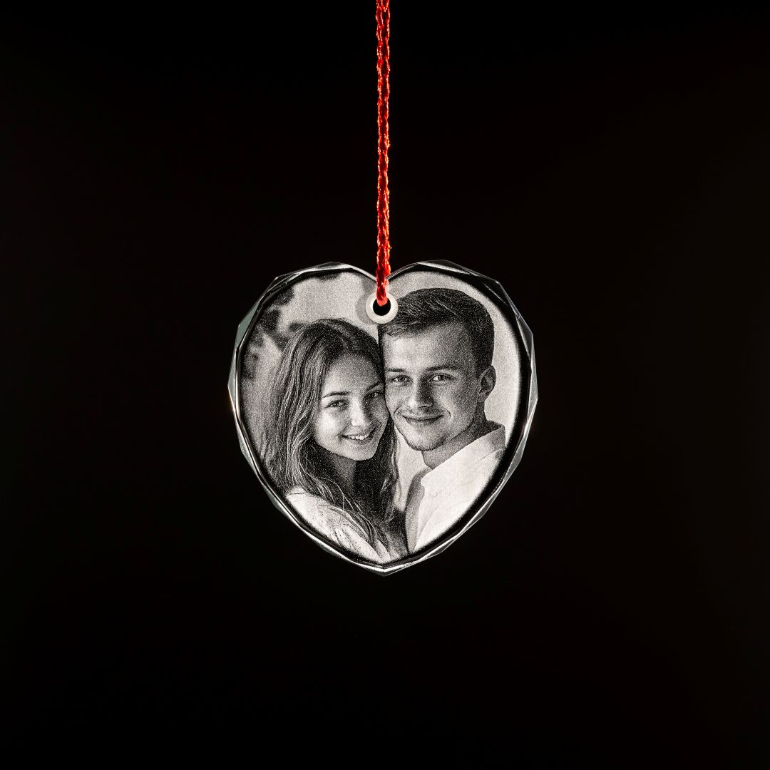 2D Crystal Heart Ornament Female and Pet