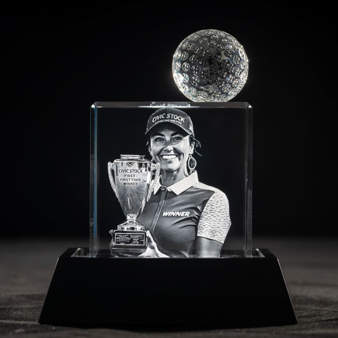 3D Crystal Square with Golf Ball