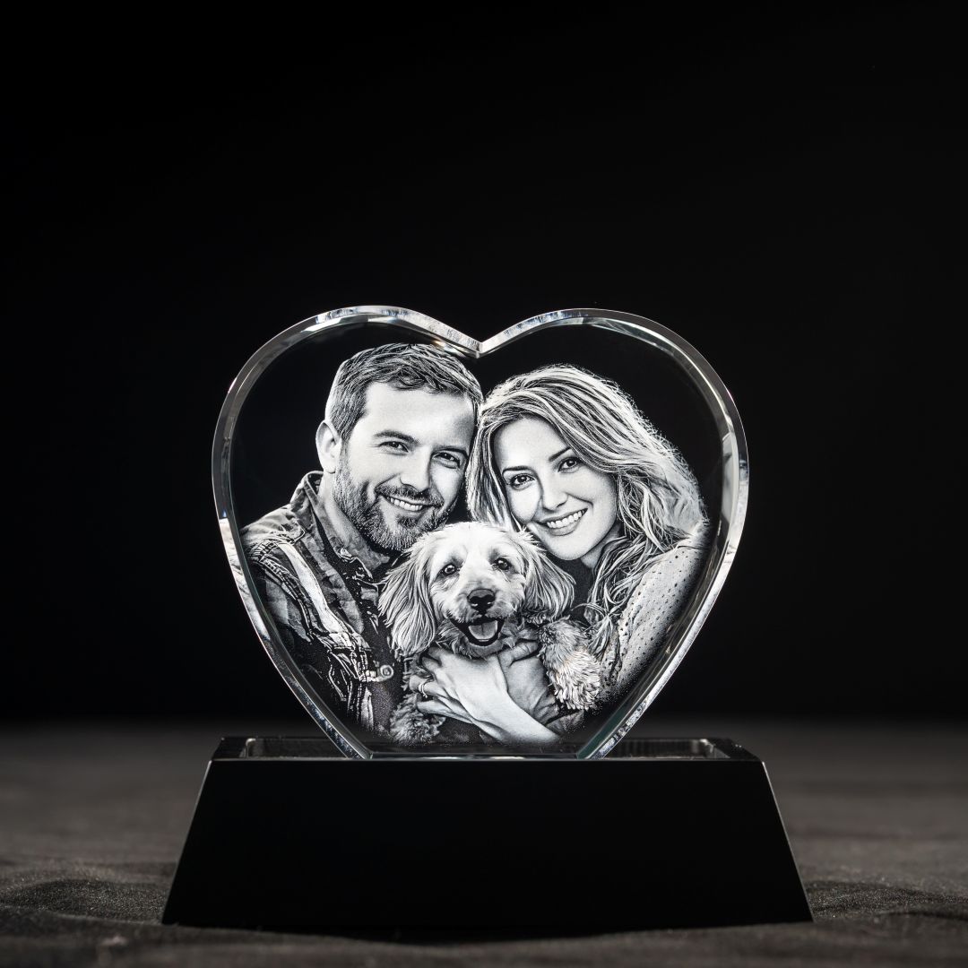 3D Crystal Heart Family and Pet