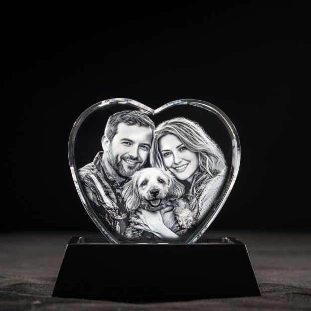 3D Crystal Heart Family and Pet