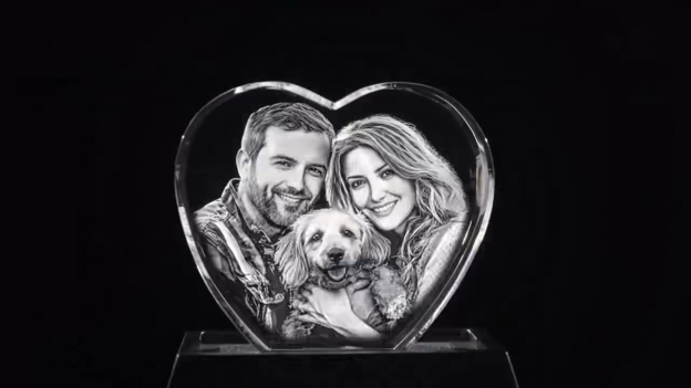 3D Crystal Heart Family and Pet