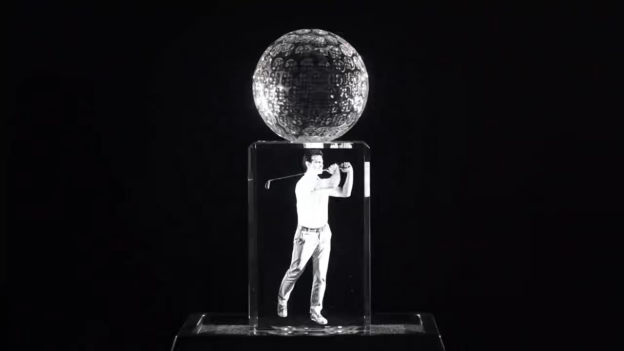 3D Crystal Rectangle with Golf Ball