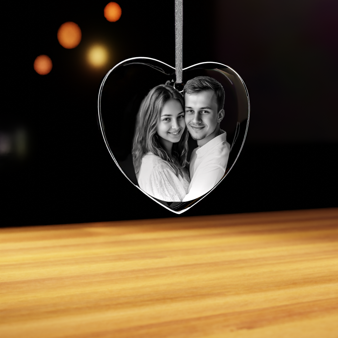 heart crystal ornament couple