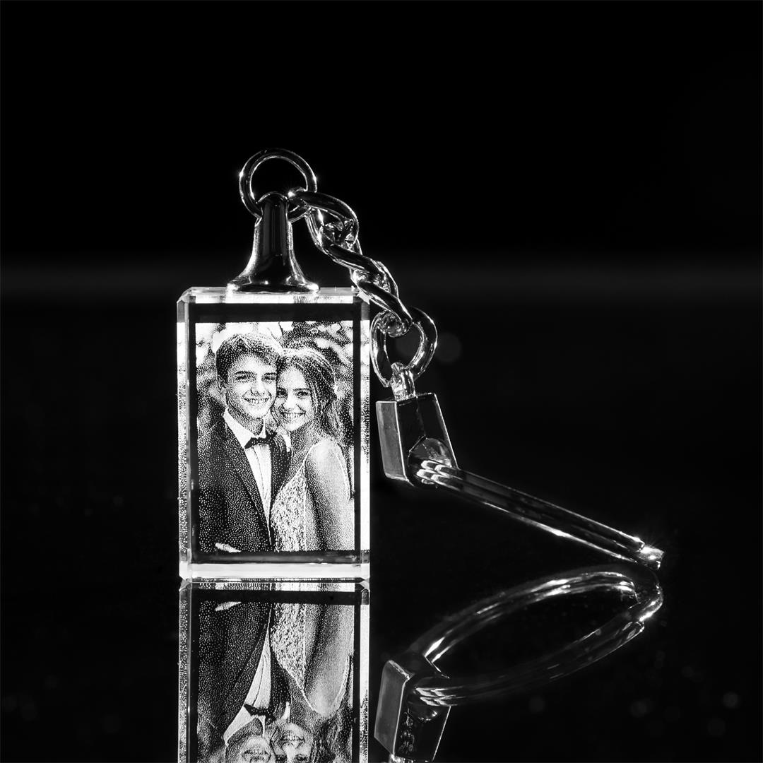3D Crystal Rectangle Keychain Couple