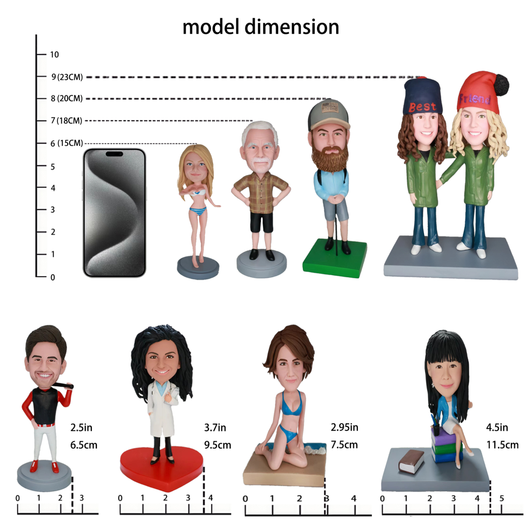 Fully Custom Bobbleheads For Couple, Multi-Person or Pets